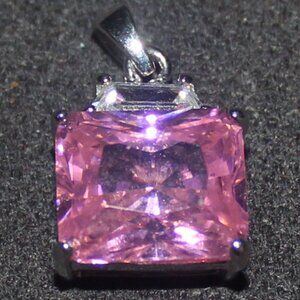 Pink Square Sterling Silver Pendant